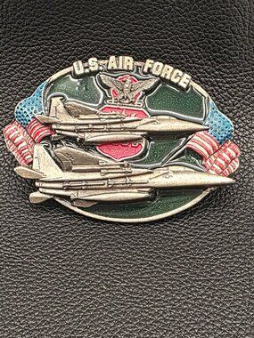 US Air Force 1982 Great Way of Life 3D Fighters Bergamot Brass Works Belt Buckle